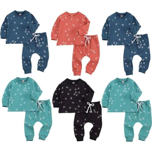 2020 0-24M Autumn Infant Baby Girl Boy Clothing Snowflower Print Long Sleeve Sweatshirt Top+Harem Pants Long Trousers 2pcs Set