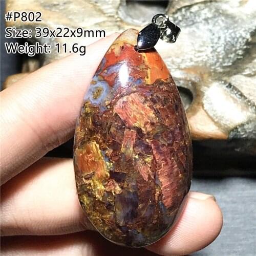 Real Natural Red Pietersite Pendant For Women Lady Man Crystal 29x20x9mm Silver Namibia Fire Oval Stone Fashion Jewelry AAAAA