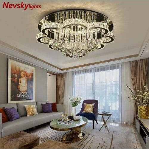 Modern crystal ceiling lights bedroom luxury silver ceiling light living room led Ceiling Lamps dining crystal Fixtures kitchen