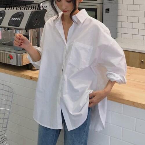 Casual Women Shirts 2021 Spring Autumn Plain Loose Oversized Blouses Female Tops Loose BF Korean Style Blusas Pockets