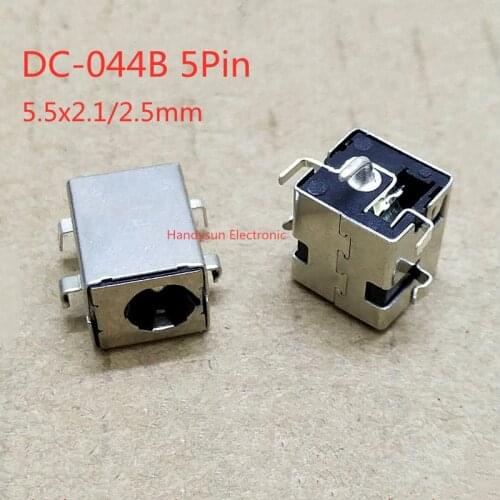 DC-044B DC Power Socket 5Pin Sink Plate 5.5x2.1/2.5mm Computer Copper Case Gold or Silver Plated Pin Panel Mount Connector
