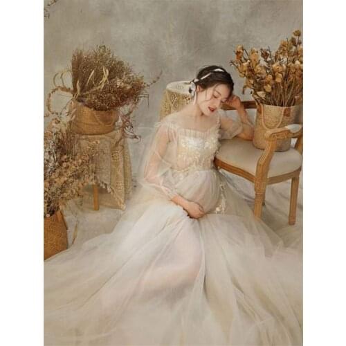 Photography Props Maternity Dresses for Photo Shoots Pregnancy Pregnant Mesh Perspective Korean Dress Studio Photo Prop
