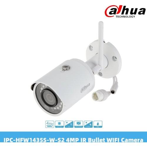 Dahua IPC-HFW1435S-W-S2 4MP IR Bullet WI-FI Camera IP67 PoE H.265 1080P 2.8mm 3.6mm Fixed-Focal Lens Supports WiFi