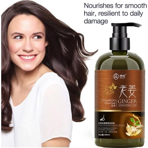 Ginger Hair Growth Shampoo Anti Dandruff Oil Control Nutrition Moisturizing Repair Damaged Hair Smooth Frizz Split Ends Dry
