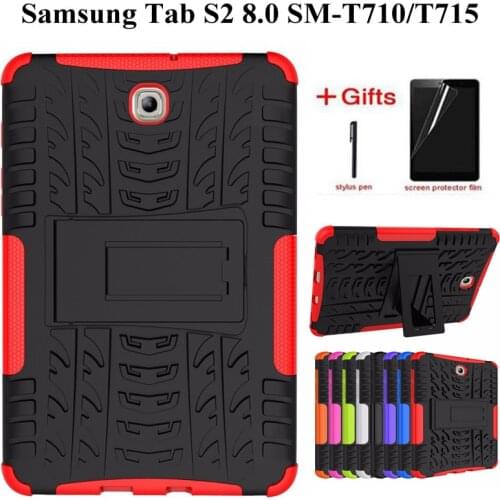 Heavy Duty TPU+PC Hybrid Armor Case for Samsung Galaxy Tab S2 8.0inch Stand Cover for Tab S2 8.0 SM-T710 T715 T713 Case+Film+Pen