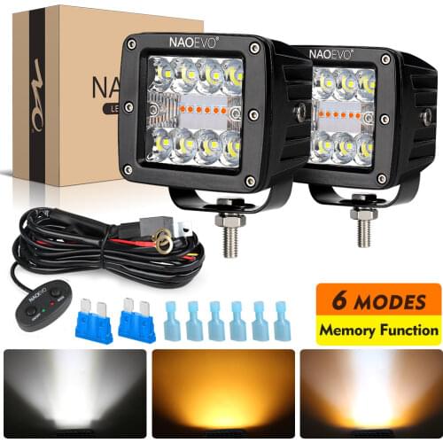 Naoevo Truck Led 12v 24v Work Lights Auto Strobe 6 Mode Fog Driving Flood & Spot LED Bar 4x4 Accessories Off Road Jeep Atv Boat