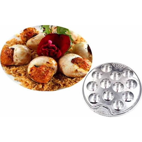 Stainless Steel Snail Mushroom Escargot Plate With 12 Compartments Grilled Snail Tool 12 Grilled Conch Tray