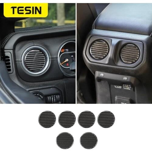 TESIN Car Armrest Box Air Conditioning Vent Trim Decoration Cover Stickers for Jeep Wrangler JL 2018+ for Jeep Gladiator JT 2018
