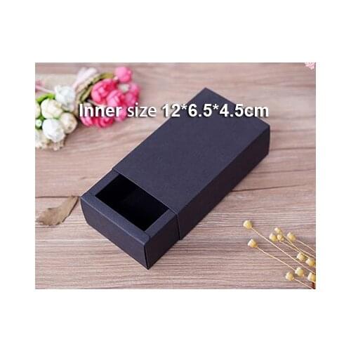 Inner size12*6.5*4.5cm kraft drawer paper box with window Brown kraft handmade gift boxes,Essential oil box100piece\lot