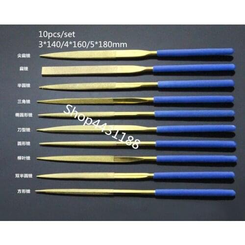 10pcs/set 3*140/4*160/5*180mm Imported Titanium Diamond File Smooth File wood Carving Tools Carbide Rotary Diamond Needle File