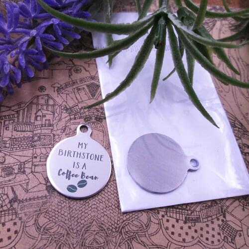 10pcs--"My Birthstone is a Coffee Bean"stainless steel charms 5 styles for choosing DIY Charms for necklace bracelets