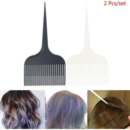 2Pcs Hair Dye Brush Hair Highlighting Teasing Hairdressing Comb with Rat Tail and Wide Tooth Solon Barber Hair Styling Tool