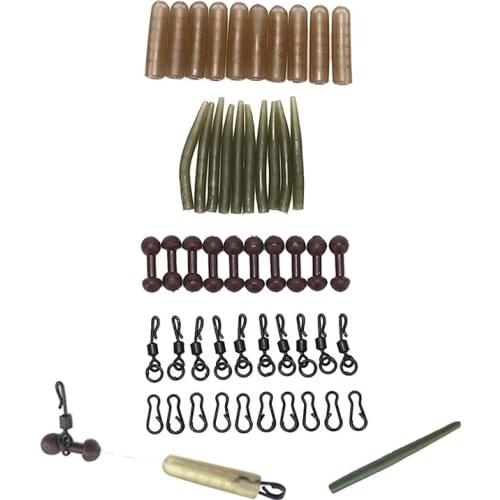 50pcs/set Carp Fishing Chod Rig Safety Sleeves Lead Clips Slide Heli Rigs Coarse Carp Fish Tackle Accessories