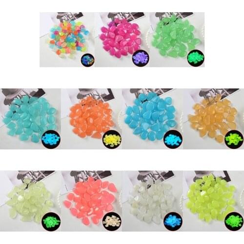 50 Pcs Fish Tank Aquarium Glowing Rocks Glow in The Dark Pebbles Glow Decorative Stones Rocks Luminous Pebbles for Outdoor Decor