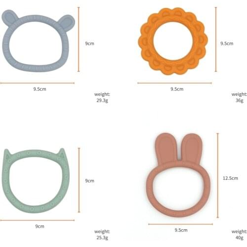 Baby Silicone Teether Cartoon Cat Rabbit Teething Toy Food Grade Silicone Pandents DIY Teeth Tiny Rod Baby Gift