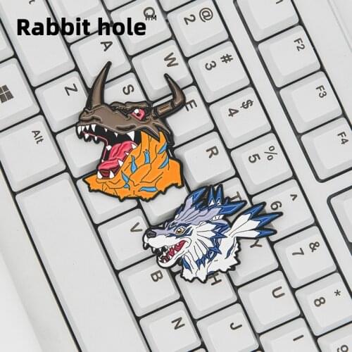 Digimon Adventure Hand-made Anime Metal Badges Greymon Garurumon Brooch Pins Nostalgic Collection Metal Toy Souvenir