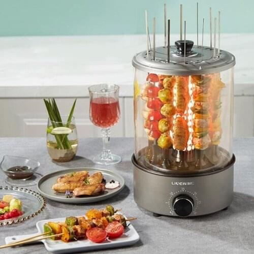 Electric Grill Barbecue Machine Autorotation Kebab Machine Timing Household Small Smoke-free BBQ Maker Doner Meat Kabob Cooker