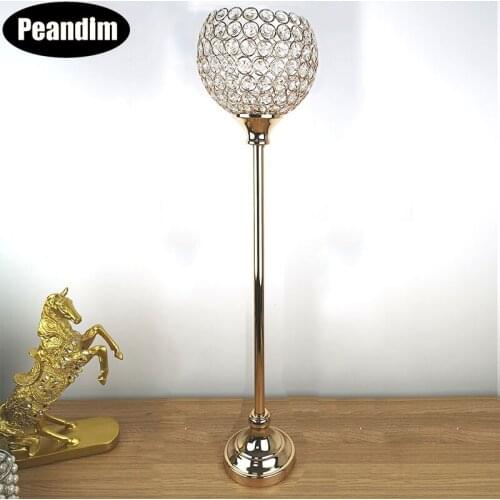 PEANDIM 80cm Crystal Candle Holder Wedding Candelabra Centerpieces Birthday Party Candle Stand Candlestick Holder Decoration