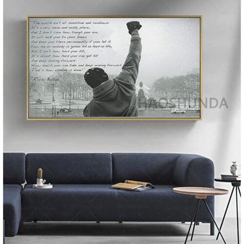 Canvas Painting Home Decoration Pictures English Phrase Inspirational Quotes Rocky Wall Art Poster Print