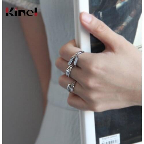 Kinel Retro INS Minimalist Simple Punk Finger Ring Best Party Rings for Women 925 Silver Jewelry
