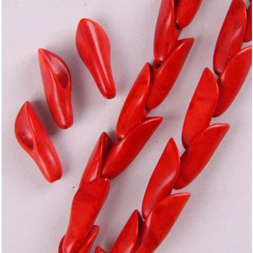 20x8MM Red Howlite Flower Loose Beads Strand 16 Inch Jewelry For Woman Gift Making C074