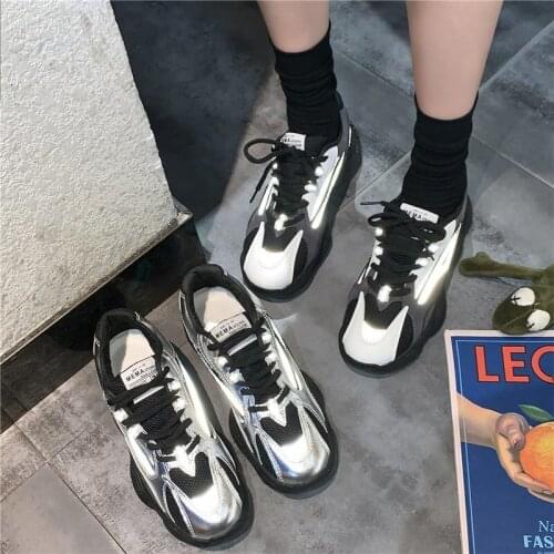 Women Slides Casual Shoes Platform Reflective High Quality Fashion Girls Men Couples Chunky Sneakers De Mujer Tenis Feminino