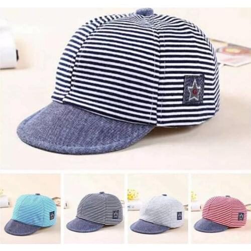Summer Cute Newborn Baby Girl Boy Hat Infant Striped Sun peak cap Soft Cotton Beret Hat Adjustable Fit Baby 0-3Years