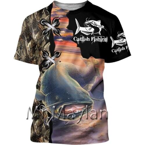 Catfish Fishing 3D Printed summer mens T shirt Fashion T-shirt Casual Tee shirt/Streetwear Men clothes 2020 Oversized 5XL NR550