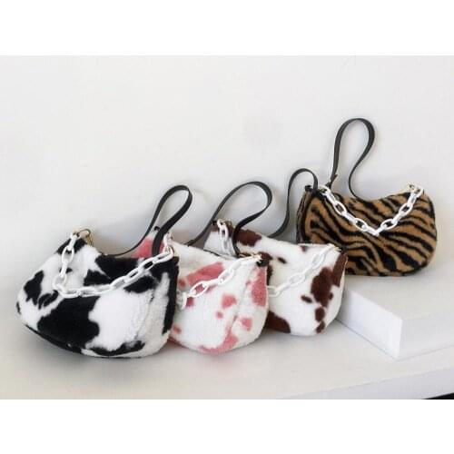 Small Plush Soft Crossbody Bags Underarm Shoulder Fluffy Lady Shoulder Handbags Female Simple Totes for Women 2020 Trend