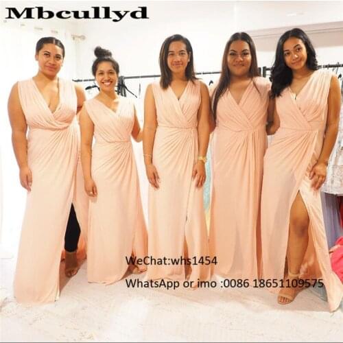 Mbcullyd African Mermaid Bridemaid Dresses 2020 Chiffon Wedding Guest Dress Party Gown High Split vestidos de fiesta de noche