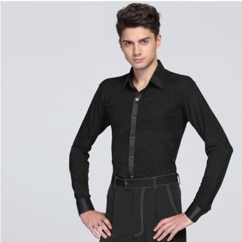 Male Latin Dance Suit Adult Latin Dance Shirt Mens Shirts Training Clothes Modern Rumba Cha-cha Samba Jive Ballroom Coat B-6999