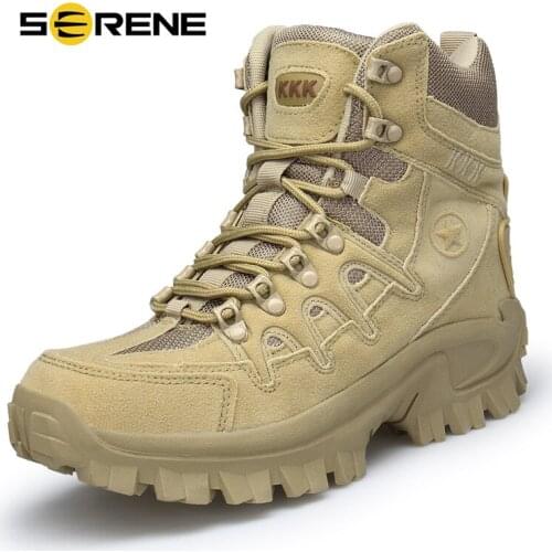 SERENE Brand Mens Boots Military boot Tactical Big Size Army Bot Male Shoes Safety Combat Mens Chukka Ankle Bot Motocycle Boots