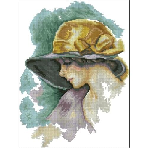 Needlework,Elegant fashion woman people 14CT Counted embroidery,DIY Cross stitch kits,Art Pattern Cross-Stitching home decor