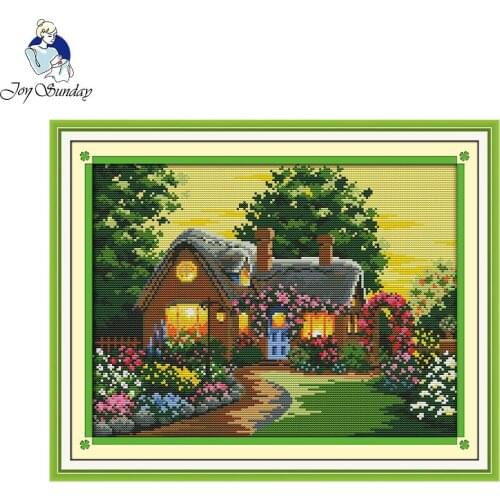 Joy Sunday Suburban house Needlework DIY Cross stitch Sets For Embroidery kit cotton thread home decor Counted Cross-Stitching