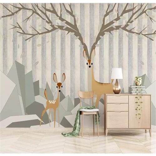 Custom 3d wallpaper Nordic simple elk abstract geometric square sofa living room wall quality material waterproof