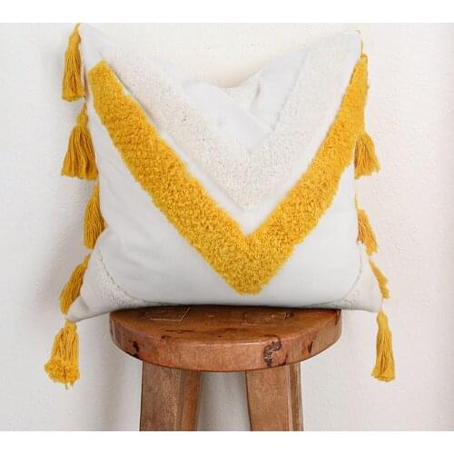 Home Decor Boho Pillowcase Sofa Cushion Cover Square Decor Pillows Bedroom Living Room Woven Modern Large Tassel Pillow Cover