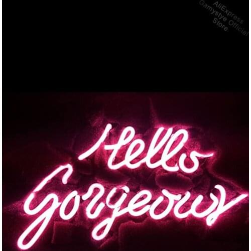 Hello Gorgeous Real Glass Handmade Neon Wall Signs for Room Neon Light Signs for Store Advertise Neon Pub Bar Signs Iconic Sign