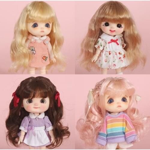 New ob11 doll wig soft fake hair golden pink milk silk high temperature silk long curly hair for 1/8BJD, SD, DD STO doll hair