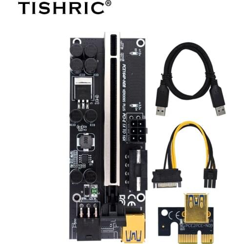 TISHRIC 3 in 1 Upgraded Video Card Extension VER009s PLUS Riser 009s Plus 6Pin PCI PCIE Riser PCI E 16X GPU Card Molex USB 3.0