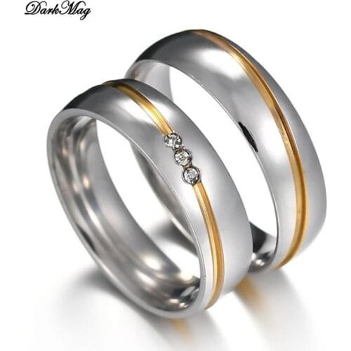 DarkMag Romantic Couples Rings or Women Ladies Lover Party Wedding Fashion Rhinestone Rings Clear Crystal Rings