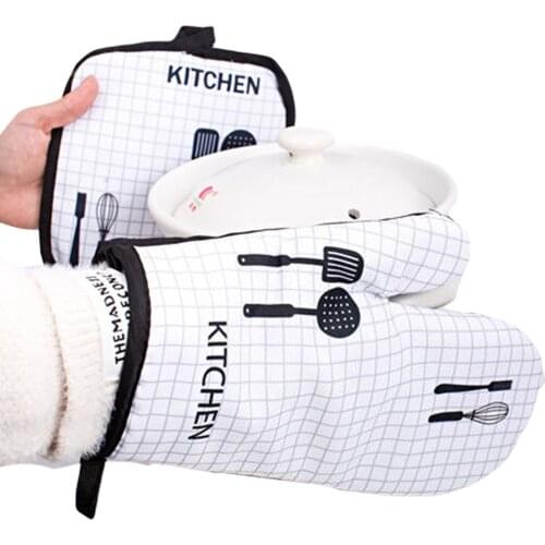 1 Piece Cute Non-slip Yellow Gray Cotton Fashion Nordic Kitchen Cooking microwave gloves baking BBQ potholders Oven mitts