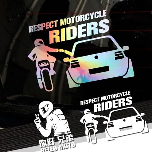 Funny Car Sticker Respect For Bikers Motorcycle Rider Vinyl Reflective Rear Windshield Decals Auto Accessories Car Styling Decor