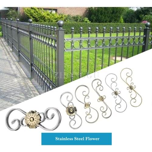 1 Piece Courved Stainless Steel Flower European Art Door Decoration Accessories Guardrail Window Fence Flower Metal Work