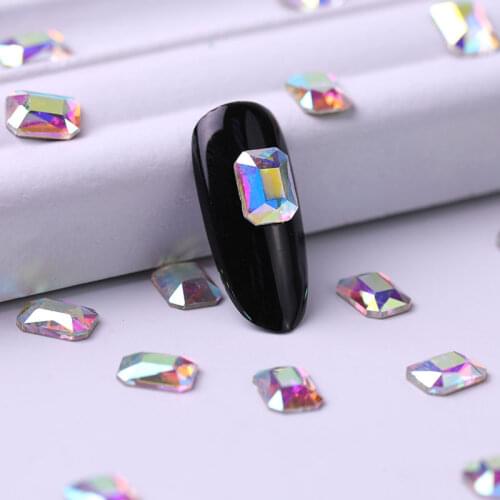 10 new AB manicure diamond rectangular flat back crystal shining 3D manicure gem manicure art ornaments
