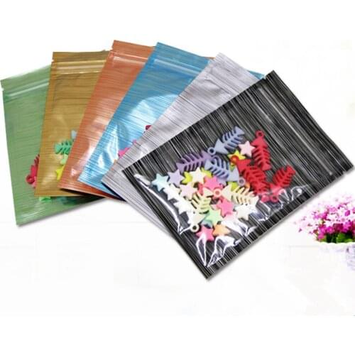 100Pcs Aluminum Foil Bag Self Seal Mylar Pouches Trendy Zip-lock Package Bag For Small Toys Jewelries Pearls Reused Storage Bags