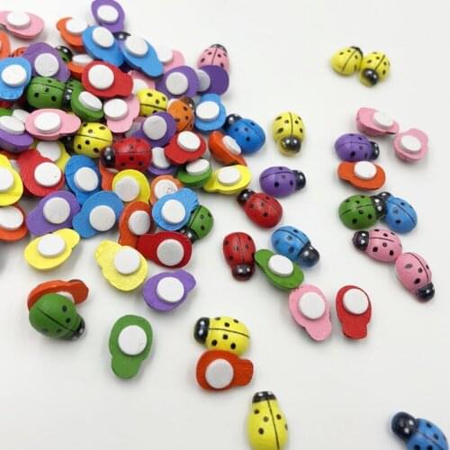 100pcs Mix Ladybug Stickers Easter Fridge Scrapbooking Buttons WB348