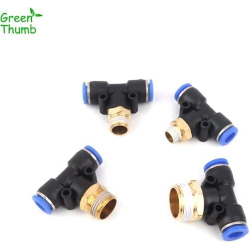 3pcs Male Thread Plastic Tee 1/8,1/4,3/8,1/2inch Pneumatic Tee Connector High Pressure Hose Adapters
