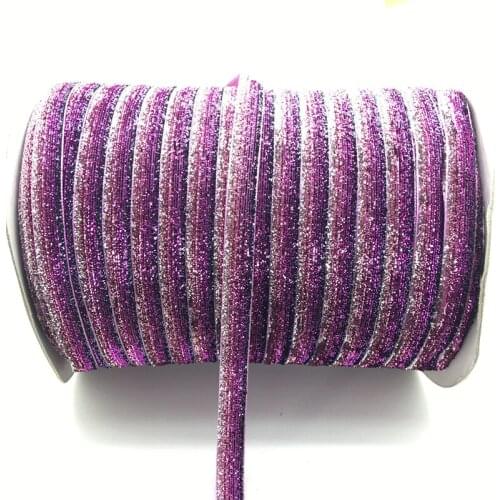 Free shipping 5 yards 3/8 "10mm Multicolor Glitter Velvet Ribbon Headband Clips Bow Decoration #RS-14