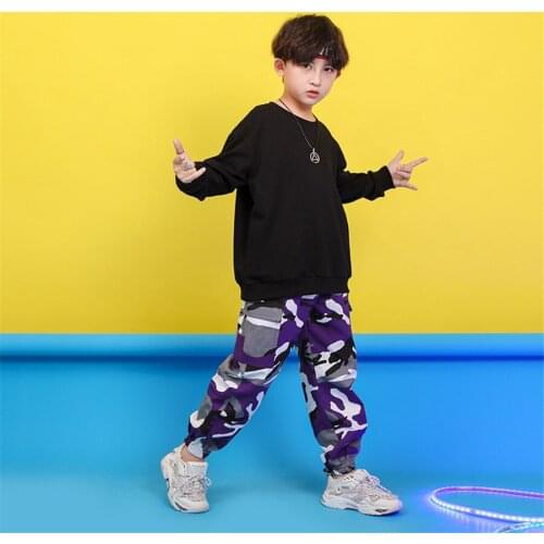 Children Hip Hop Clothing Cropped Hoodie Sweatshirt Shirt Tops Casual Pants for Girl Dance Costume Wear Ballroom Dancing Clothes