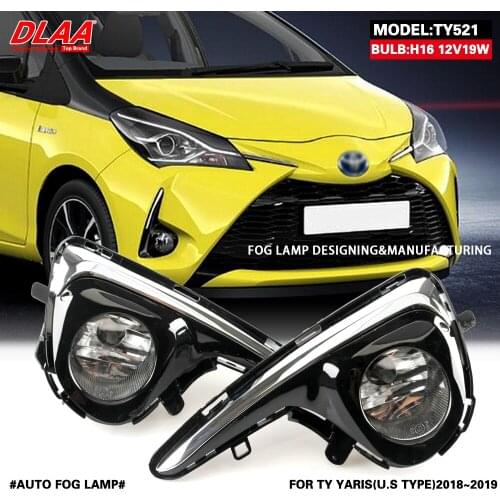 DLAA For Yaris Hatchback ATIV 2018~2019 Front Fog Lights Car Styling Spot Light Fog Lamps With Switch - 1 Pair